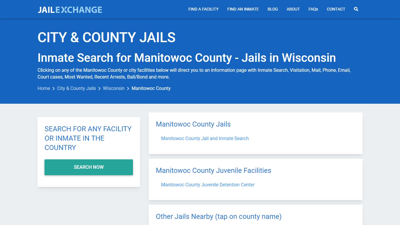 Inmate Search for Manitowoc County | Jails in Wisconsin - Jail Exchange